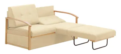 RO - R pohovka rozkládací, dřevěná, koženka HOLY BE 5 - koženka krémová